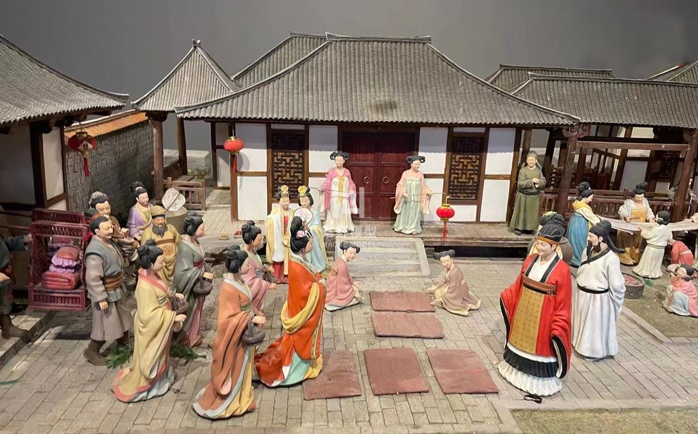 展馆橱窗唐代人物场景